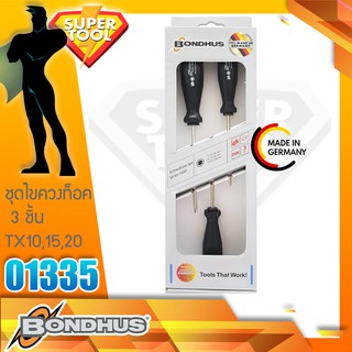 BONDHUS ชุดไขควงหัวทอร์ค 3 ชิ้น รุ่น 01335 BasicGrip ของแท้