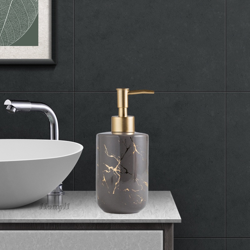 ขวดปั๊มลายหินอ่อนทรงสูง ขวดปั๊มเซรามิค เป็นมิตรกับสิ่งแวดล้อม สําหรับห้องน้ํา - รูปที่ 3