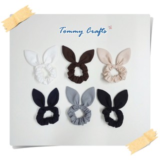 ยางรัดผมหูกระต่าย โดนัทรัดผม ผ้าคอตตอน สีพื้น 1 Bunny Ears cotton Hair scrunchies