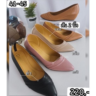 พร้อมส่ง‼️ sz.41-45 รองเท้าคัชชูส้นเตารีด ส้น 2 นิ้ว คาดหน้า