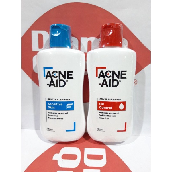 🔥โละ🔥100 ml Acne-Aid แอคเน่เอด ล้างหน้า Oil Control Liquid Cleanser สีแดง หรือ Gentle Cleanser สีฟ้า
