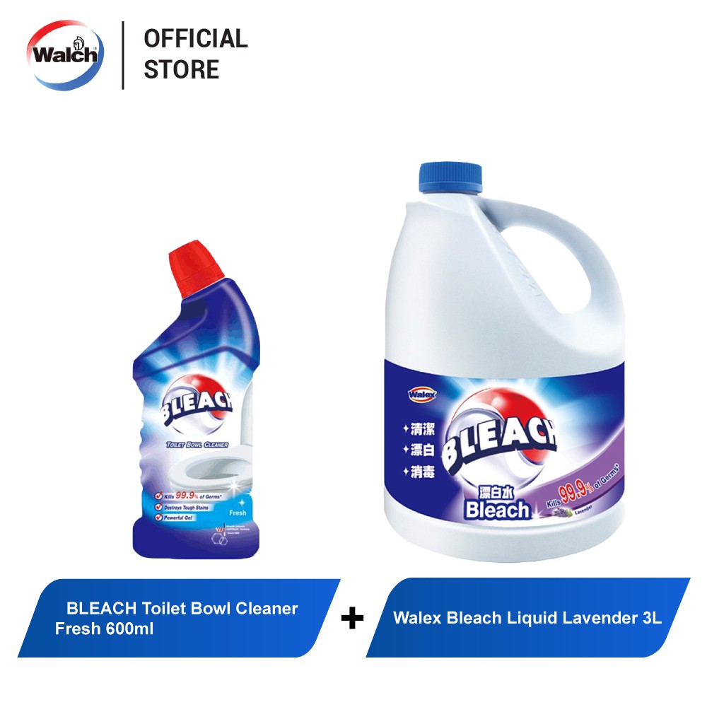 BLEACH Toilet Bowl Cleaner 600ml + Walex Bleach Liquid 3L r7cE Shopee