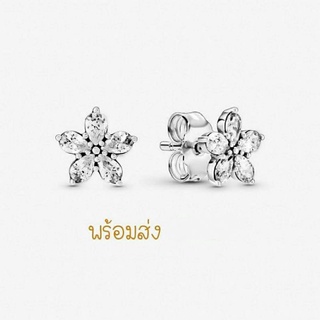 Pandora silver earrings ต่างหูดอกไม้