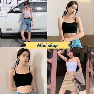 Mini shop🌸พร้อมส่ง🌸 (YP-2) เสื้อสายเดี่ยว ผ้านิ่มใส่สบาย ทรงครอปสั้น กำลังมา