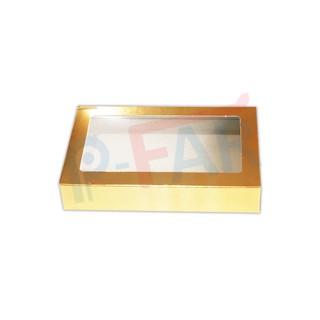 (50ใบ) กล่องอเนกประสงค์ No.3 บรอนซ์ทอง เจาะหน้าต่างพลาสติกใส UB012_INH100