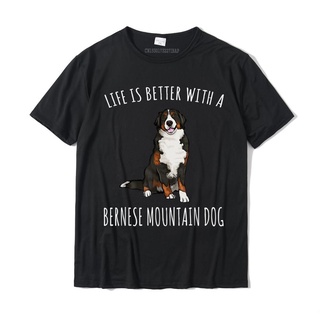 เสื้อยืด ผ้าฝ้าย พิมพ์ลาย Life Is Better With A Bernese Mounn Dog Lover เหมาะกับของขวัญ สําหรับผู้ชายS-5XL