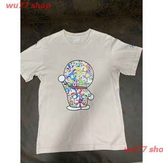 wu77 shop เสื้อยืด Uniqlo ลาย Takashi Murakami X Doraemon Size S อก 35 ยาว26 สภาพ 90% เสื้อยืด ผู้ชาย ดพิมพ์ลาย เสื้อยืด