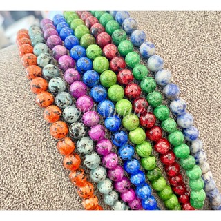 นนำโชค 8 มิล เรดแจสเปอร์ คละสี แพ็ค20เม็ด&amp;เส้นยาว45-50เม็ด