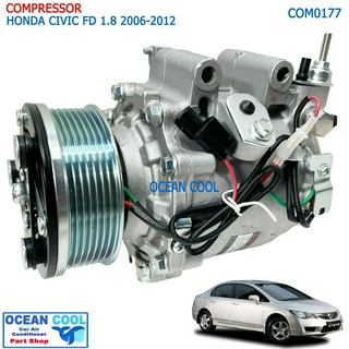 คอมเพรสเซอร์ ฮอนด้า ซีวิค 1.8cc  2006 - 2016 com0177 compressor HONDA CIVIC FD  คอมเพลสเซอร์  ซีวิก เอฟดี เครื่อง 1800cc