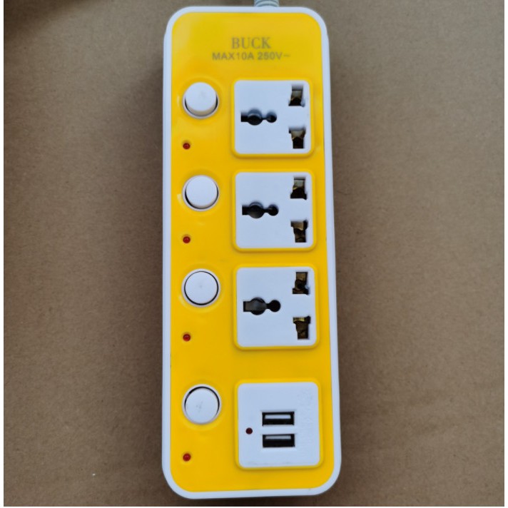 รางปลั๊กพ่วง ปลั๊กไฟ ปลั๊กสามตา ปลั๊กชาร์จUSB รางปลั๊กไฟ ปลั๊ก 3 ตา พร้อม 2ช่อง USB สวิตช์แยกช่อง หลากสีสัน
