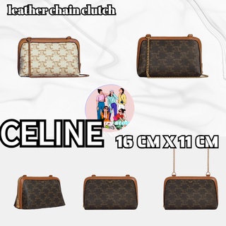 CELINE กระเป๋าเชลล์/กระเป๋าคลัตช์/กระเป๋าโซ่/กระเป๋าเครื่องสำอาง/กระเป๋าสะพายข้าง/ลายพิมพ์คลาสสิก