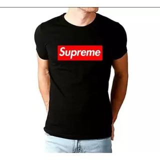 เสื้อยืด  Supreme คอกลม ผ้าดี เกรดพรีเมี่ยม นุ่ม สวมใส่สบาย  Cotton 100% (สีดำ สีขาว)