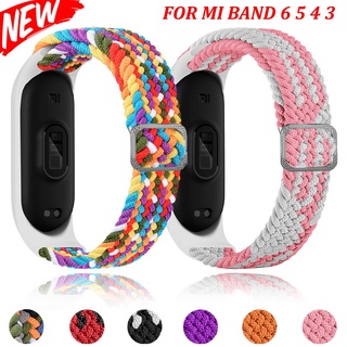 สายนาฬิกาข้อมือ แบบถัก ยืดหยุ่น ปรับได้ สําหรับ mi band 6 mi band 5 mi band 4 mi band 3