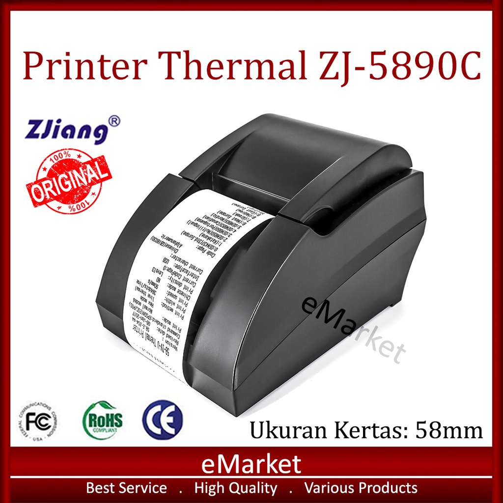 Zjiang ZJ-5890C เครื่องพิมพ์ความร้อน 58 มม. ดั้งเดิม / ใบเสร็จรับเงินพิมพ์ ZJ 5890 ฉลากสติ๊กเกอร์บาร