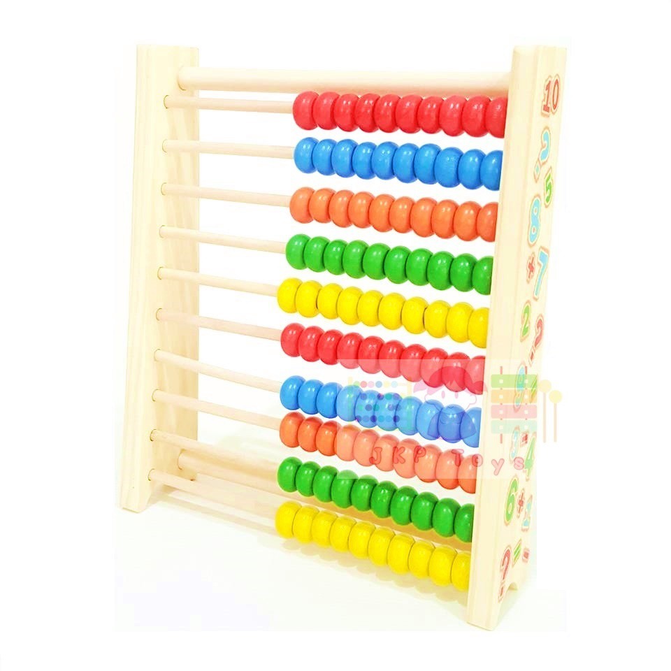 ลูกคิด 10 แถว ลูกคิดไม้ ลูกปัดนับเลข ของเล่นเด็ก ฝึกทักษะการนับ