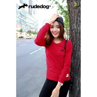 rude dog เสื้อแขนยาว ชาย หญิง    รุ่น Signature สีแดง