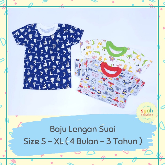 3 ชิ้น (S-XXL MOTIF) เสื้อยืด BABY BOYS SHORT-SLEEVED สําหรับ BABY BOYS NEWBORN BABY BOY NEWBORN 0 3
