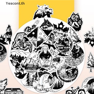 Yescont สติกเกอร์ ลายกอธิค สีดํา และสีขาว สําหรับติดตกแต่งกระเป๋าเดินทาง กีตาร์ แล็ปท็อป โทรศัพท์ รถยนต์ 50 ชิ้น