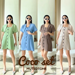 Mute - Coco set ชุดเซ็ต 2ชิ้น เดรสสายเดี่ยว +เสื้อครอป สวยๆ เรียบหรูๆ