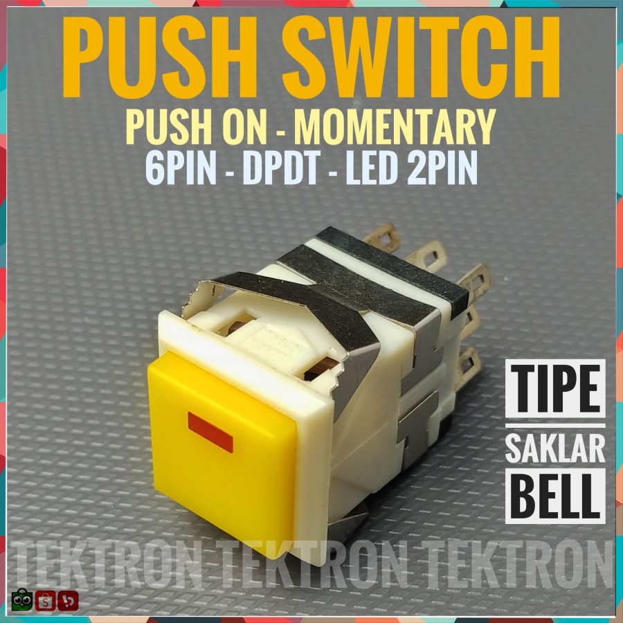 Push Switch On Momentary 18.5x18m5x29 มม.8Pin DPDT 3A 250V Bell KD22