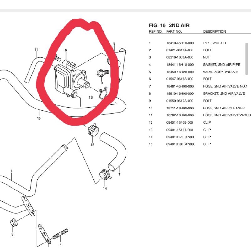 Suzuki Axelo 125 18450-16H20-000 VALVE ASSY, 2ND AIR Used / Terpakai