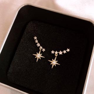 【Star Moon Series】Korean Classic Style Dominated New Contracted Delicate Crystal Star Temperament Drop Earrings Women Small Earrings Fashion