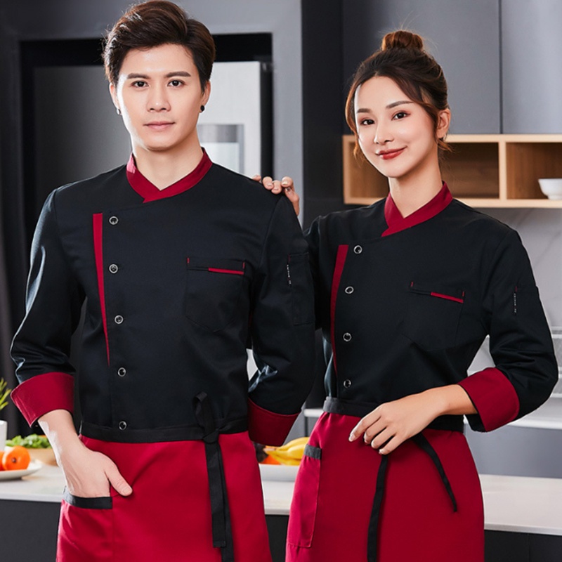 เครื่องแบบเชฟแขนยาว ผ้าฝ้าย สไตล์โรงแรม สำหรับครัวและร้านขนมปัง