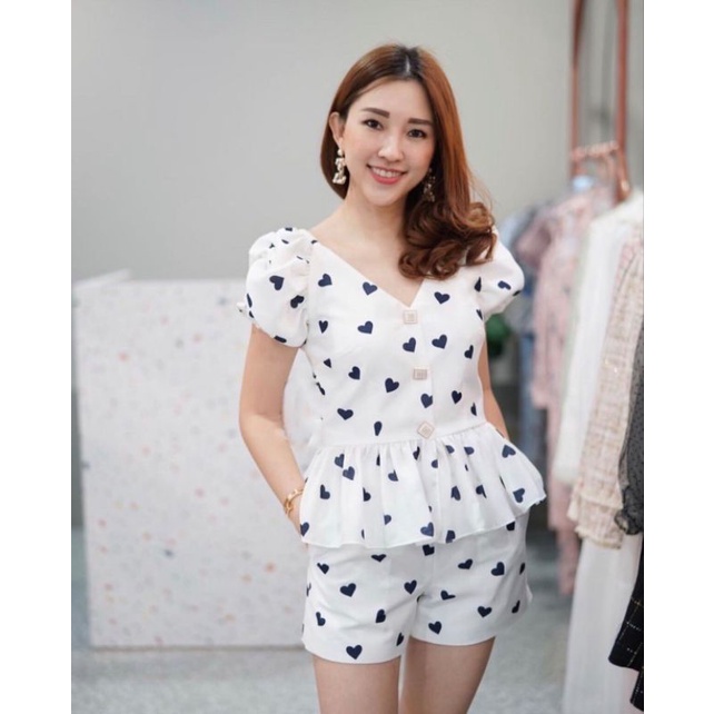 maylada เสื้อแขนตุ๊กตาลายหัวใจ