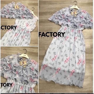 Recommend Factory dress 🌸🌸ทรง2 ชั้น สวยหวานๆ ❗️ตัวเดียวสวยจริงๆ Set Dress พร้อมผ้าคลุมดอก 3Dผ้าอัดพลีทชีฟองงานสวย