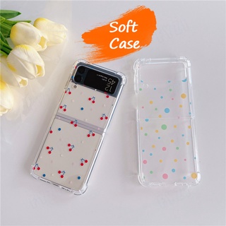 เคสโทรศัพท์มือถือแบบนิ่ม ใส กันกระแทก ลายเชอร์รี่ สําหรับ Samsung Galaxy Z Flip 3 5G TUP