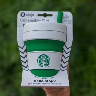 STARBUCKS Collapsible Green Cold Cup 16oz แก้วสตาร์บัคส์พับได้ 16 oz ของแท้ 100%