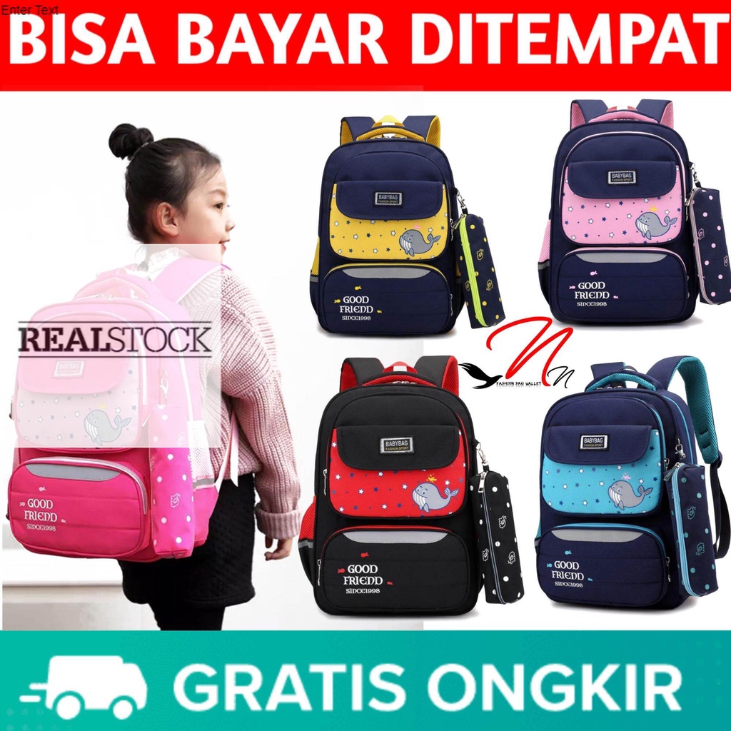 NN PAUS - CUTE KOREAN FASHION BACKPACK - PRIMARY SCHOOL BACKPACK - TEEN STYLE SCHOOL BACKPACK - SMP 