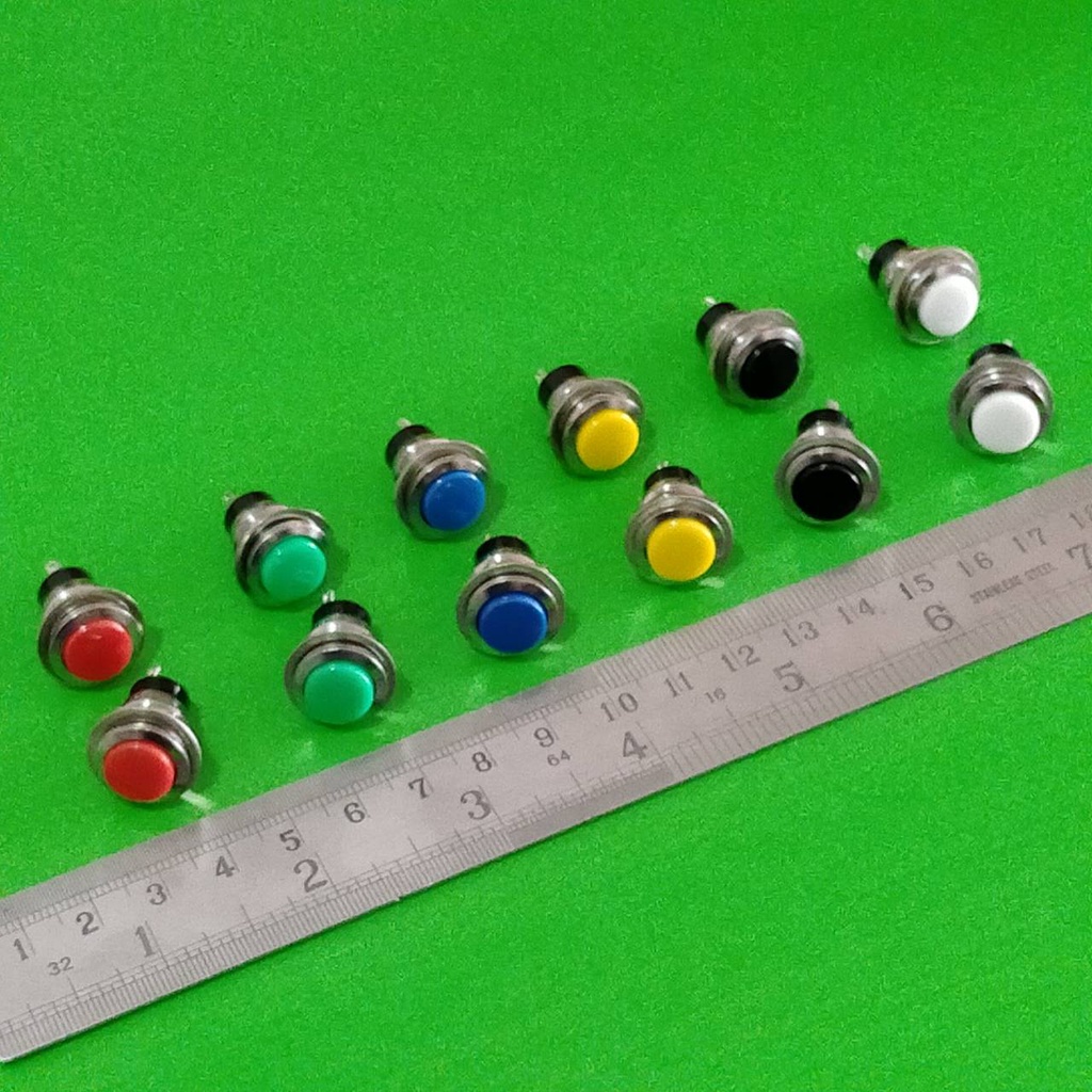 สวิทช์ 12mm ปุ่มกด รีเซ็ต กดติดปล่อยดับ Reset Switch 2 ขา ขนาด 12mm DS