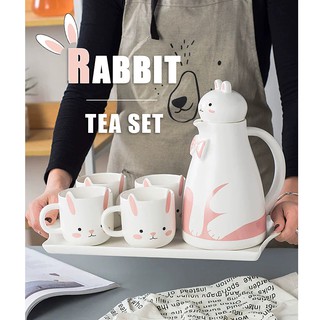 🐰RABBIT set tea.. เซ็ทกาน้ำชาและแก้วชาเซรามิค 3 มิติ