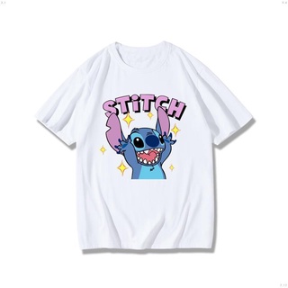 เสื้อยืดโอเวอร์ไซส์เสื้อยืดแขนสั้น พิมพ์ลาย Stitch ครอสโอเวอร์ แฟชั่นคู่รัก สําหรับผู้ชาย และผู้หญิงS-4XL