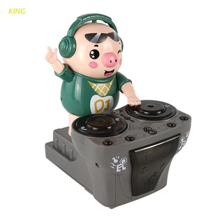 King Piggy Dj โมเดลตุ๊กตาหมูมีเสียงเพลงมีไฟกระพริบของเล่นสําหรับเด็ก