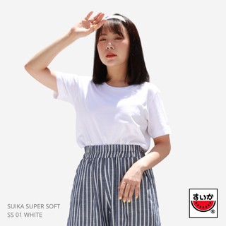 แตงโม (SUIKA) - เสื้อยืดคอกลม SUPERSOFT สี SS01 WHITE