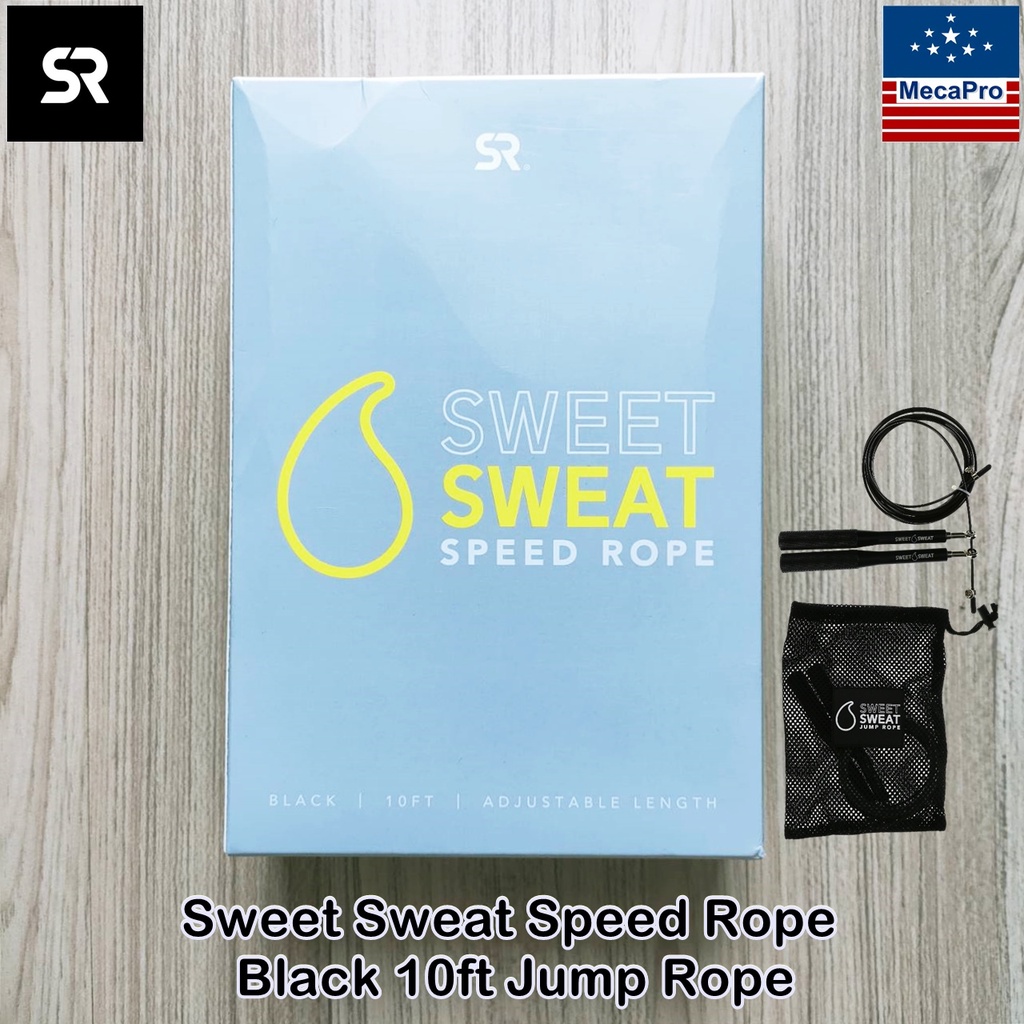 Sports Research® Sweet Sweat Speed Rope, Black 10ft Jump Rope เชือกกระโดด ขนาด 10 ฟุต ปรับสายได้ ที่กระโดดเชือก ออกกำลัง