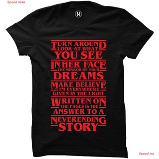 Speed man ผู้ชายและผู้หญิง Haase Unlimited Strange Neverending Story Lyrics - TV Show Ladies T-Shirt sale