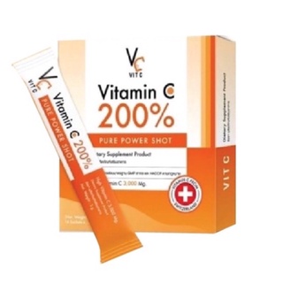 เพียววิตามิน​ซี รัชชา VC Vit c Vitamin C 200% RATCHA​ High Vitamin C 3,000mg. (1กล่อง มี14 ซอง)