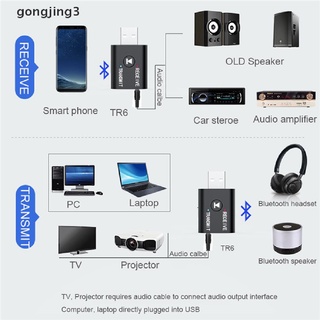 Gongjing3 2 In1 อะแดปเตอร์ส่งสัญญาณหูฟังบลูทูธไร้สาย USB สําหรับคอมพิวเตอร์