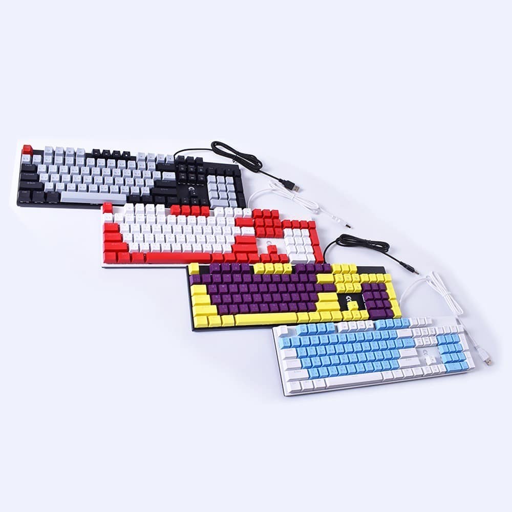 MECHANICAL BACKLIT WIRED GAMING KEYBOARD OKER K458 คีย์บอร์ดบลูสวิตช์กดเสียงดังคีย์แคปสีสวย **