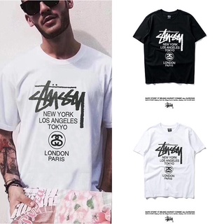 เสื้อยืดแขนสั้น ผ้าฝ้าย พิมพ์ลาย Stussy แฟชั่นสําหรับผู้ชาย และผู้หญิง