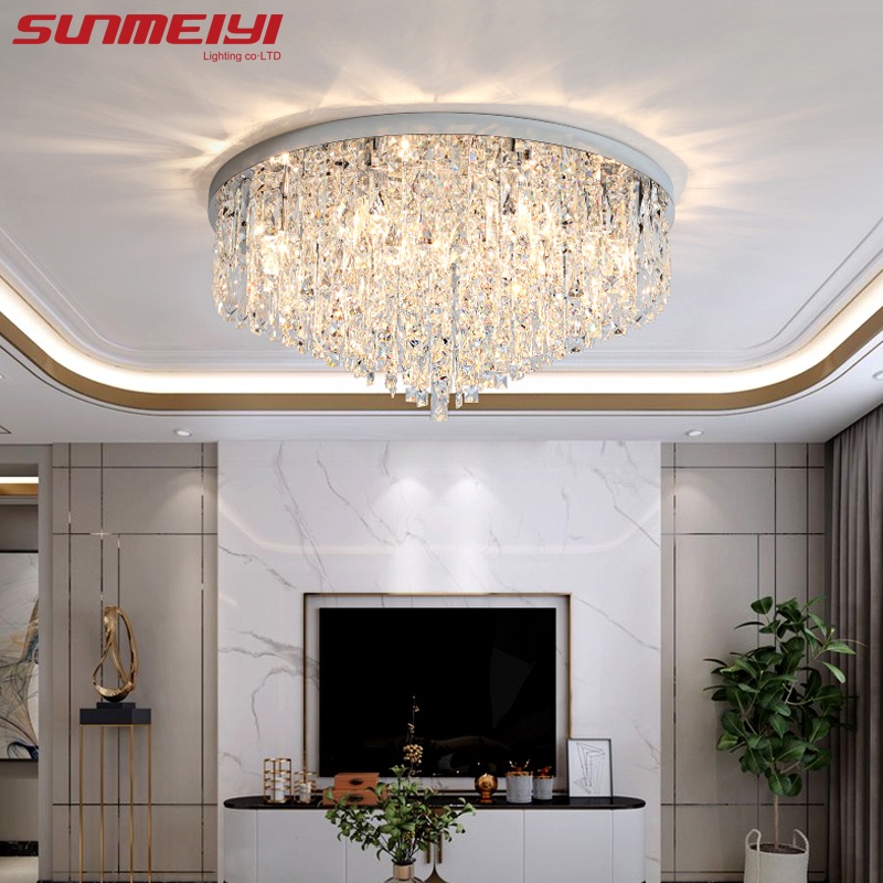 Sunmeiyi โคมไฟคริสตัล LED สีทองสไตล์โมเดิร์นสําหรับตกแต่งห้องนอนห้องนั่งเล่นห้องครัว