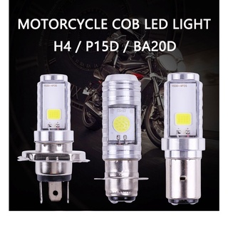 หลอดไฟหน้ารถจักรยานยนต์ P15D BA20D H4 LED H6 LED สําหรับ MotorBike Scooter ATV COB HeadLamp 12V-30V 6000K 12 1 ชิ้น