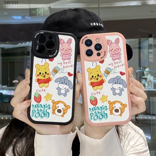 VIVO V23 V25 V25E V23E V11I V5 V5S V15 V9 S1 Pro Lite 5G เคสวีโว่ สำหรับ Case Leather Cartoon Pooh Bear เคส เคสโทรศัพท์ เคสมือถือ Case Back Cover Shockproof Casing