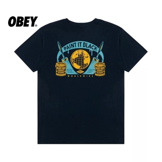 เสื้อยืดผ้าฝ้ายพิมพ์ลายแฟชั่น Obey เสื้อยืดแขนสั้น พิมพ์ลายตัวอักษร สไตล์ย้อนยุค แฟชั่นฤดูใบไม้ผลิ และฤดูร้อน สําหรับผู้