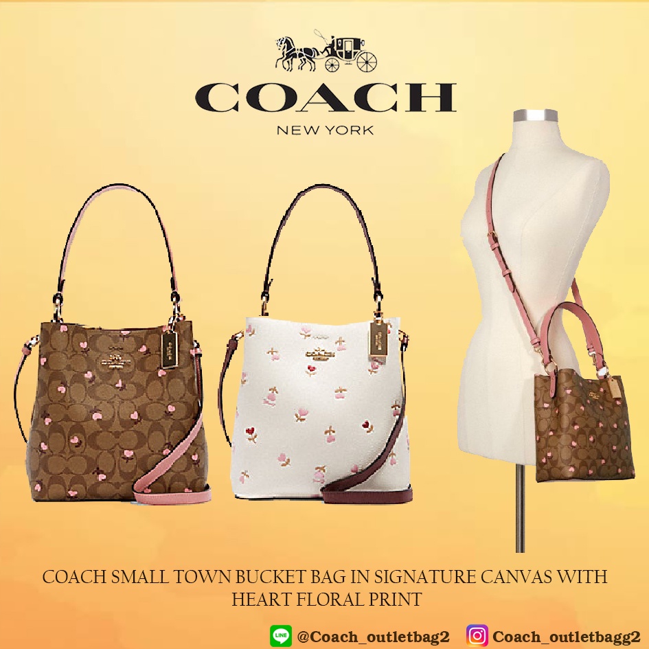 COACH SMALL TOWN BUCKET BAG IN SIGNATURE WITH Heart floral print