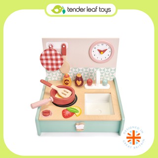 Tender Leaf Toys ของเล่นไม้ ชุดครัวเด็ก ของเล่นบทบาทสมมติ ชุดครัวพกพาหรรษา Kitchenette