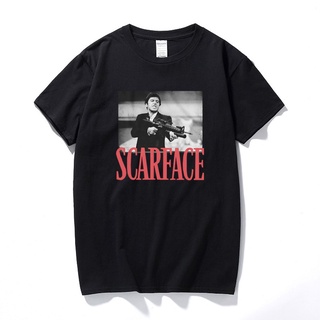 เสื้อยืดผ้าฝ้ายพิมพ์ลายแฟชั่น เสื้อยืดแขนสั้น ผ้าฝ้าย พิมพ์ลาย Scarface Tony Montana Big Guns Little Friend แฟชั่นฤดูร้อ